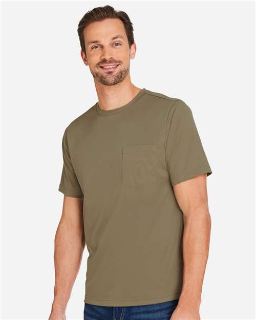Harriton M118 Unisex Charge Snag and Soil Protect T-Shirt - Coyote Brown - model side