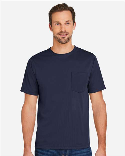 Harriton M118 Unisex Charge Snag and Soil Protect T-Shirt - Dark Navy - model front