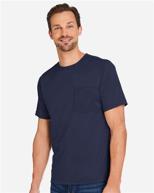Harriton M118 Unisex Charge Snag and Soil Protect T-Shirt - Dark Navy - model side