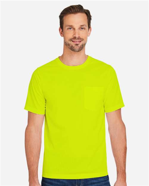 Harriton M118 Unisex Charge Snag and Soil Protect T-Shirt - Safety Yellow - model front