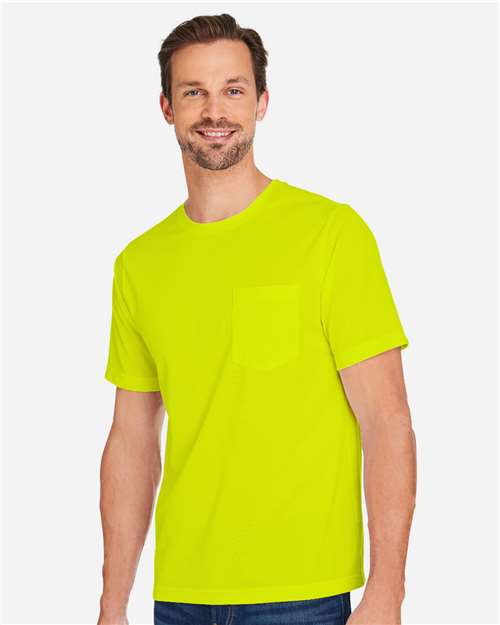 Harriton M118 Unisex Charge Snag and Soil Protect T-Shirt - Safety Yellow - model side