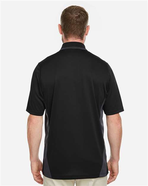Harriton M386 Men's Flash Snag Protection Plus IL Colorblock Polo - Black/ Dark Charcoal - model back