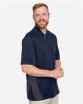 Harriton M386 Men's Flash Snag Protection Plus IL Colorblock Polo - Dark Navy/ Dark Charcoal - model side