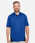 Harriton M386 Men's Flash Snag Protection Plus IL Colorblock Polo - True Royal/ Black - model front
