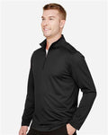 Harriton M748 Men's Advantage Snag Protection Plus Quarter-Zip Pullover - Black - model side