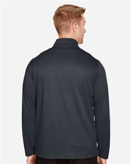 Harriton M748 Men's Advantage Snag Protection Plus Quarter-Zip Pullover - Dark Charcoal - model back