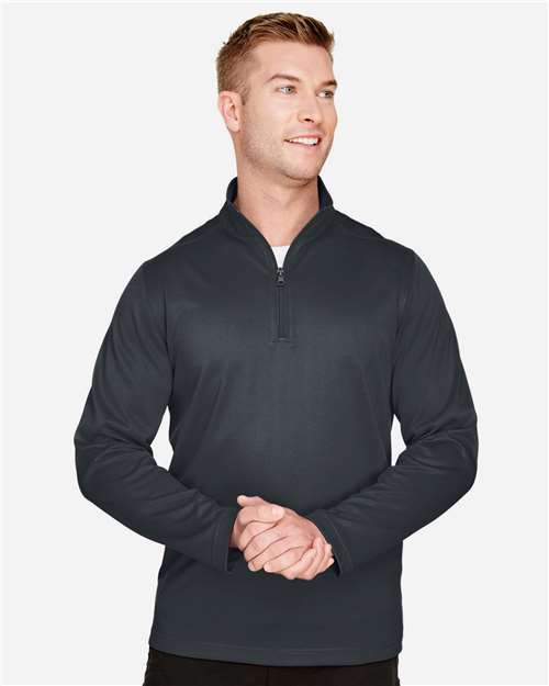 Harriton M748 Men's Advantage Snag Protection Plus Quarter-Zip Pullover - Dark Charcoal - model front