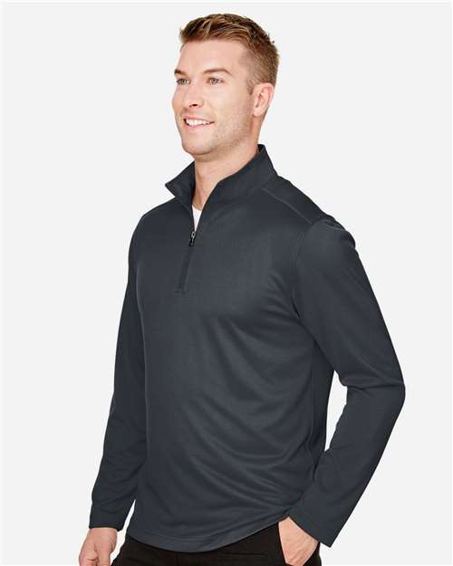 Harriton M748 Men's Advantage Snag Protection Plus Quarter-Zip Pullover - Dark Charcoal - model side