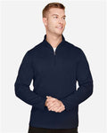 Harriton M748 Men's Advantage Snag Protection Plus Quarter-Zip Pullover - Dark Navy - model front