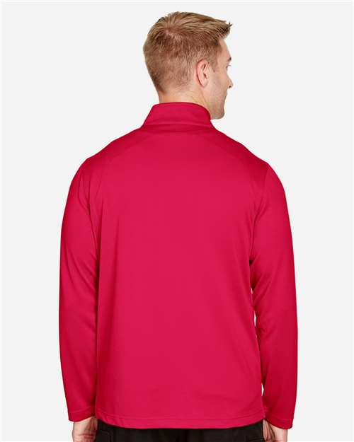 Harriton M748 Men's Advantage Snag Protection Plus Quarter-Zip Pullover - Red - model back