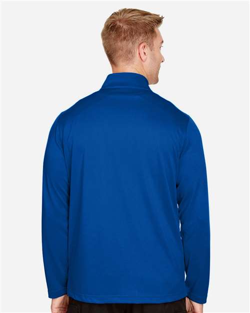 Harriton M748 Men's Advantage Snag Protection Plus Quarter-Zip Pullover - True Royal - model back