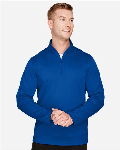 Harriton M748 Men's Advantage Snag Protection Plus Quarter-Zip Pullover - True Royal - model front