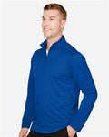 Harriton M748 Men's Advantage Snag Protection Plus Quarter-Zip Pullover - True Royal - model side