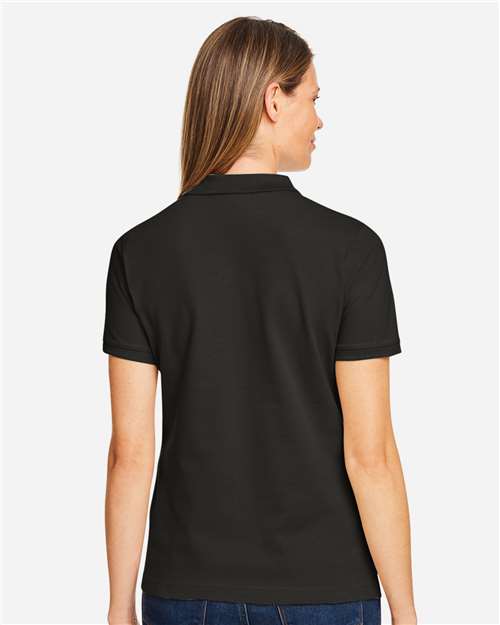 Harriton M200W Women's Cotton Polo - Black - model back