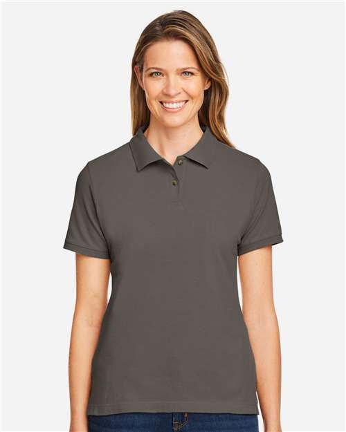 Harriton M200W Women's Cotton Polo - Charcoal - model front