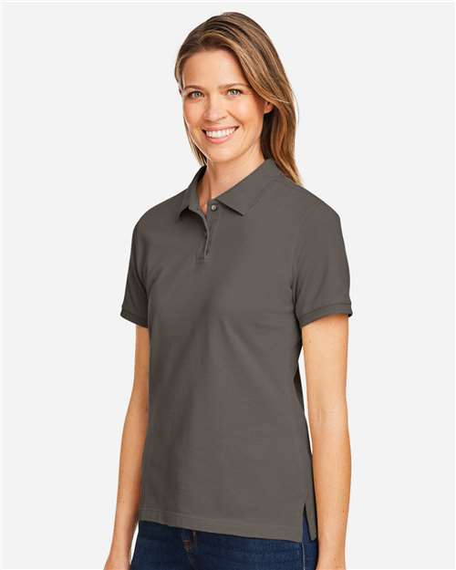 Harriton M200W Women's Cotton Polo - Charcoal - model side