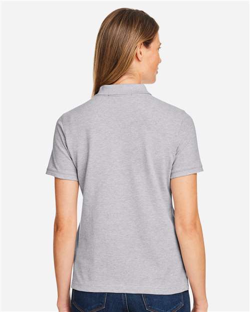 Harriton M200W Women's Cotton Polo - Grey Heather - model back
