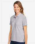 Harriton M200W Women's Cotton Polo - Grey Heather - model side