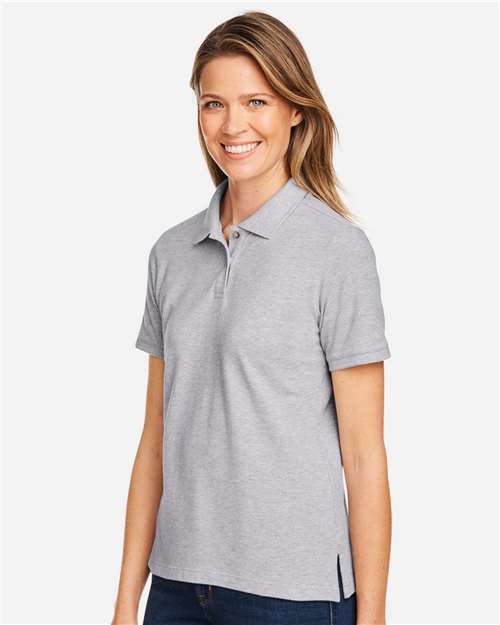 Harriton M200W Women's Cotton Polo - Grey Heather - model side