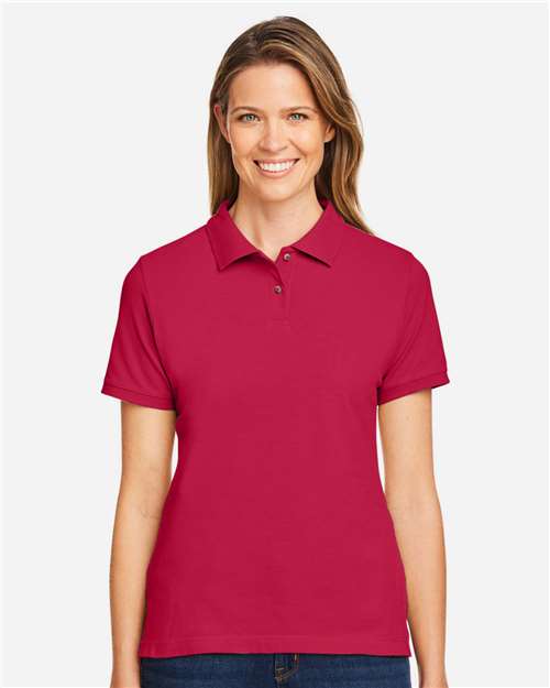 Harriton M200W Women's Cotton Polo - Red - model front