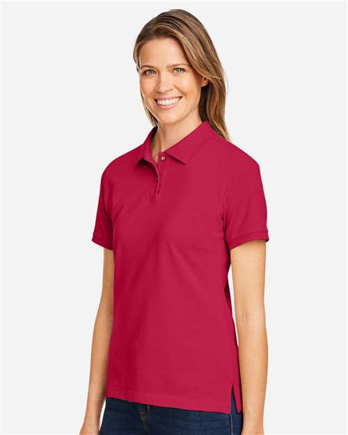 Harriton M200W Women's Cotton Polo - Red - model side