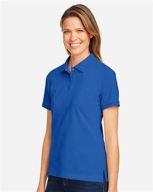 Harriton M200W Women's Cotton Polo - True Royal - model side
