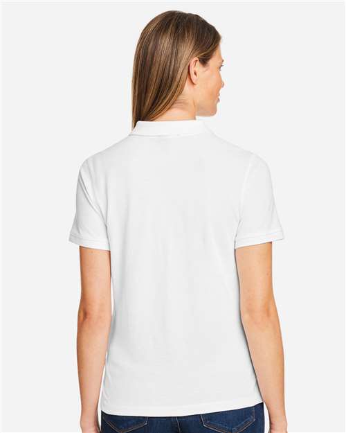 Harriton M200W Women's Cotton Polo - White - model back