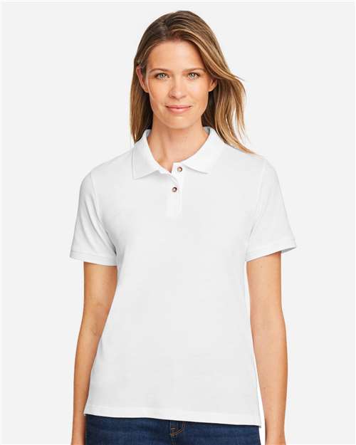 Harriton M200W Women's Cotton Polo - White - model front