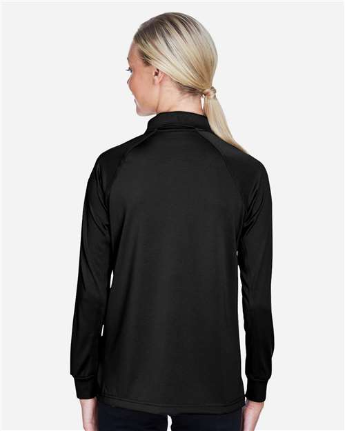 Harriton M211LW Women's Advantage Long Sleeve Tactical Polo - Black - model back