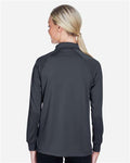 Harriton M211LW Women's Advantage Long Sleeve Tactical Polo - Dark Charcoal - model back