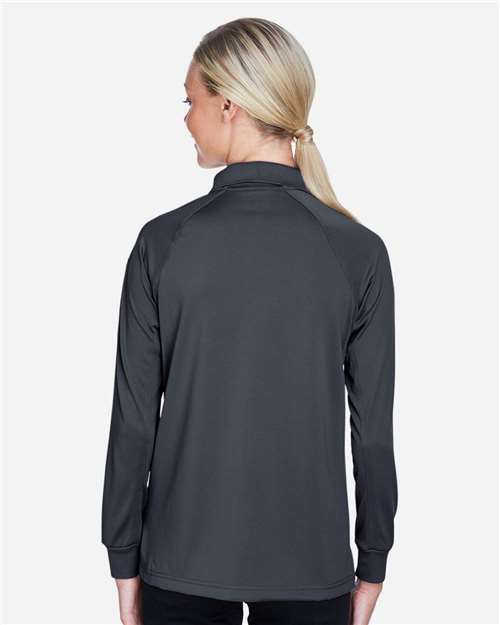 Harriton M211LW Women's Advantage Long Sleeve Tactical Polo - Dark Charcoal - model back