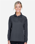 Harriton M211LW Women's Advantage Long Sleeve Tactical Polo - Dark Charcoal - model front