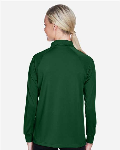 Harriton M211LW Women's Advantage Long Sleeve Tactical Polo - Dark Green - model back