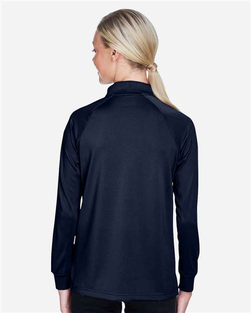 Harriton M211LW Women's Advantage Long Sleeve Tactical Polo - Dark Navy - model back