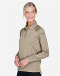 Harriton M211LW Women's Advantage Long Sleeve Tactical Polo - Desert Khaki - model side