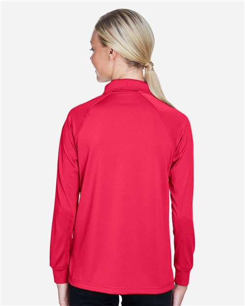 Harriton M211LW Women's Advantage Long Sleeve Tactical Polo - Red - model back