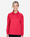 Harriton M211LW Women's Advantage Long Sleeve Tactical Polo - Red - model front