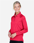 Harriton M211LW Women's Advantage Long Sleeve Tactical Polo - Red - model side