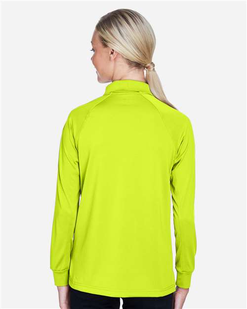Harriton M211LW Women's Advantage Long Sleeve Tactical Polo - Safety Yellow - model back