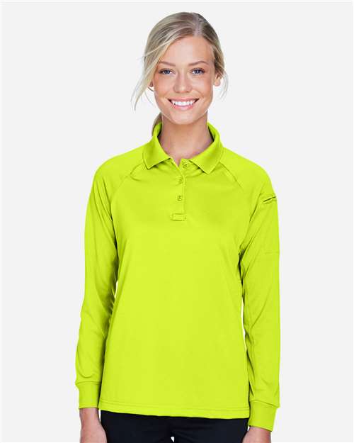 Harriton M211LW Women's Advantage Long Sleeve Tactical Polo - Safety Yellow - model front