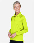 Harriton M211LW Women's Advantage Long Sleeve Tactical Polo - Safety Yellow - model side