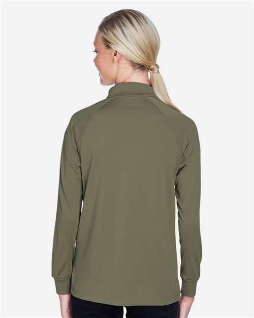 Harriton M211LW Women's Advantage Long Sleeve Tactical Polo - Tactical Green - model back