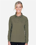 Harriton M211LW Women's Advantage Long Sleeve Tactical Polo - Tactical Green - model front