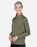 Harriton M211LW Women's Advantage Long Sleeve Tactical Polo - Tactical Green - model side