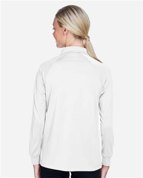 Harriton M211LW Women's Advantage Long Sleeve Tactical Polo - White - model back