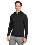Swannies SWV600 Unisex Vandyke Quarter-Zip Hooded Pullover - Black/ Black - model side