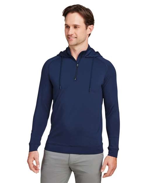 Swannies SWV600 Unisex Vandyke Quarter-Zip Hooded Pullover - Navy/ Navy - model front
