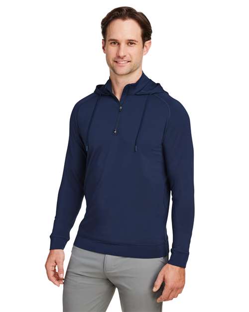 Swannies SWV600 Unisex Vandyke Quarter-Zip Hooded Pullover - Navy/ Navy - model side