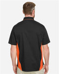 Harriton M586 Men's Flash IL Colorblock Shirt - Black/ Team Orange - model back