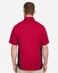 Harriton M586 Men's Flash IL Colorblock Shirt - Red/ Black - model back